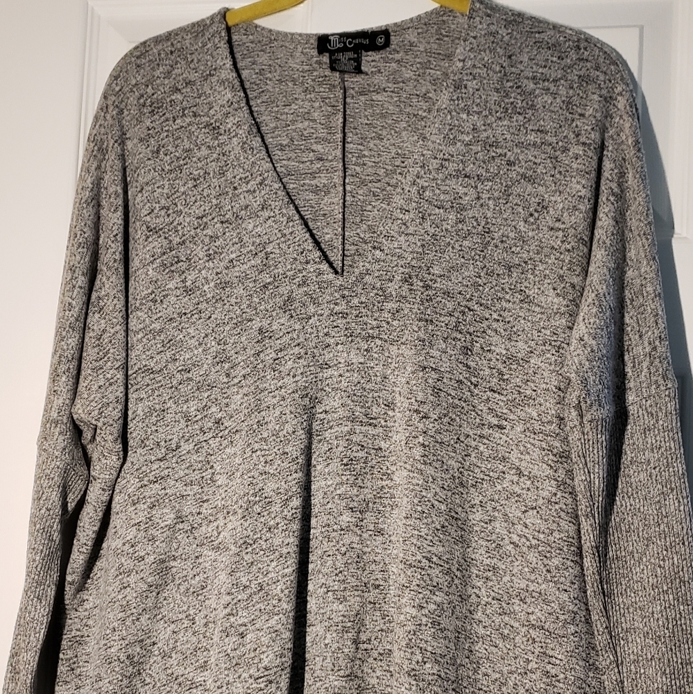 Miss Chievous Heather Gray V-Neck Sweate